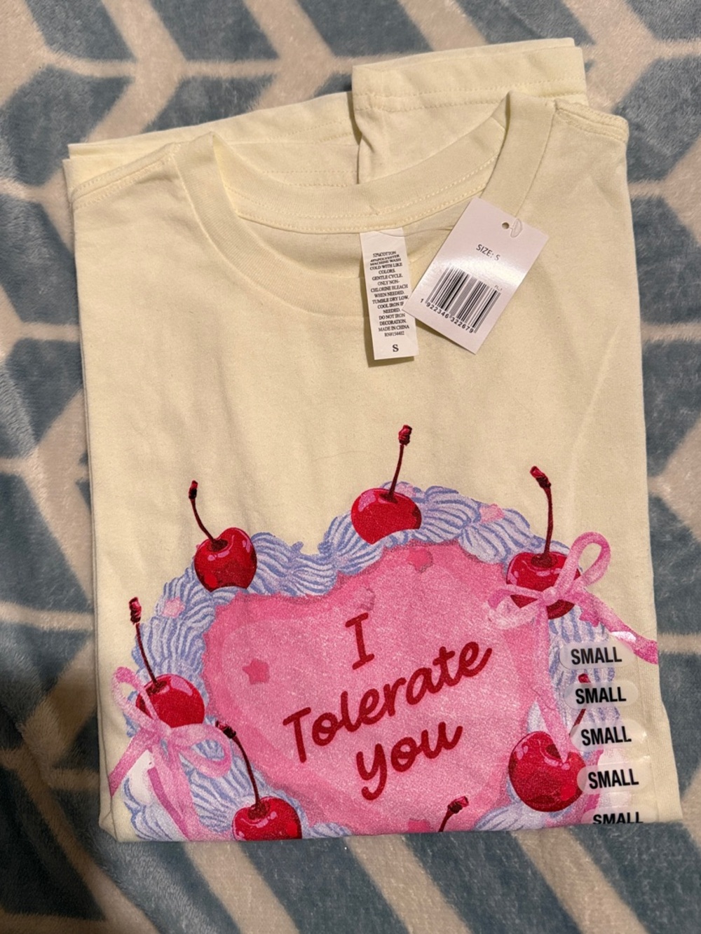 I Tolerate You Kids Graphic Tee - Cream with Pink & Red